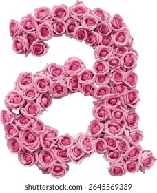 This image shows the Cyrillic letter "Э" formed by a collection of light pink roses, creating a visually appealing and unique floral arrangement.