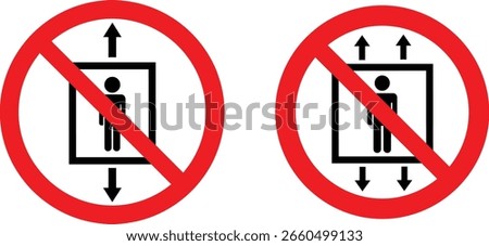 This image shows do not use elevator lift sign for fire emergency evacuation or moving up and down during fire safety rules. It is a warning sign to avoid using the lift.
