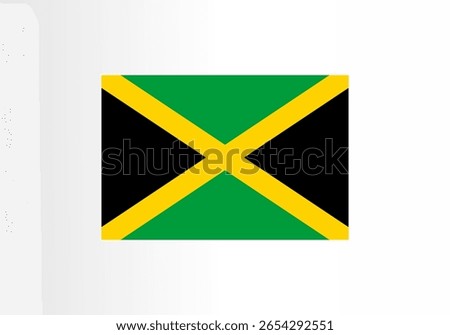 This image shows the flag of Jamaica, a vibrant symbol of the Caribbean nation. The flag features a green, gold, and black design. The colors symbolize hope, wealth, and strength respectively.