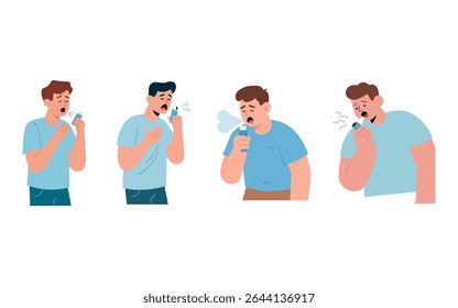 This image shows four people using inhalers.