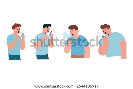 This image shows four people using inhalers.