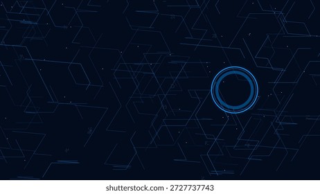 Dieses Bild zeigt einen leuchtend blauen Kreis auf dunklem Hintergrund mit Leiterplattenlinien und einer futuristischen Atmosphäre
