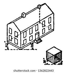 This image shows how to draw using a method of drawing a 3-dimensional shape using 2, vintage line drawing or engraving illustration.