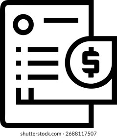 This image shows an invoice with a dollar sign, representing financial transactions. It symbolizes payment, billing, and accounting processes. The image is simple and clear.