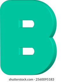 This image shows the letter B in a 3D shape in bluish green. The letters have a bold design with rounded corners, giving them a modern and attractive appearance.