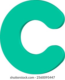 This image shows the letter C in a 3D shape in teal (bluish green). The letters have a bold design with rounded corners, giving them a modern and attractive appearance.