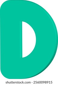 This image shows the letter D in a 3D shape in teal (bluish green). The letters have a bold design with rounded corners, giving them a modern and attractive appearance.