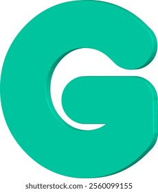 This image shows the letter G in a 3D shape in teal (bluish green). The letters have a bold design with rounded corners, giving them a modern and attractive appearance.