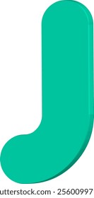 This image shows the letter J in a 3D shape in teal (bluish green). The letters have a bold design with rounded corners, giving them a modern and attractive appearance.