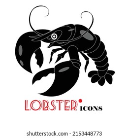 This image shows a lobster silhouette vector icon