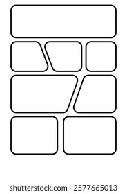 This image shows a manga storyboard or comic layout with various panel shapes and sizes, ideal for creating dynamic and engaging comic scenes