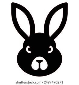 This image shows a minimalist black and white rabbit head. The clean, modern aesthetic makes it ideal for branding, conveying, simplicity and elegance. Good for logo, branding, sticker or tattoo.