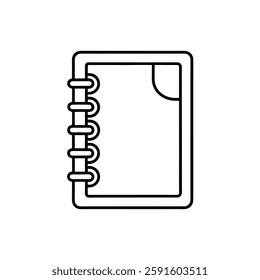 This image shows a minimalist icon of an address book or notebook with rings along the side, symbolizing contacts or personal information storage.