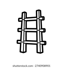 This image shows a minimalist, line-drawn representation of a wooden ladder with five rungs and two side rails, rendered in black and white. The ladder is oriented vertically and appears to be freestanding, with no additional context or background elements.