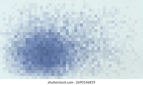 Esta imagem mostra um padrão de mosaico em pixels com gradientes de quadrados azul claro e azul mais escuro, criando um design suave e abstrato com uma aparência texturizada difusa