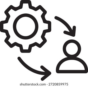 Esta Imagen muestra un ícono simple que representa la interacción entre una figura humana y un engranaje mecánico, conectado por flechas curvas. El diseño simboliza el flujo de trabajo, la automatización, los procesos del sistema y la colaboración hombre-máquina.
Es adecuado para su uso en interfaces de usuario, App móviles, Sitios web, paneles, presentaciones, infografías, plataformas SaaS y diagramas de procesos donde se requiere una comunicación visual clara.