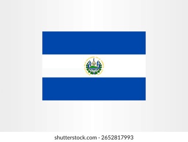This image shows a simple illustration of the flag of El Salvador. The flag consists of two blue horizontal stripes and a white stripe in the middle, featuring the country's emblem.