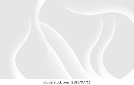 This image shows a simple and modern pattern, with a light gray background and white curves that look like waves or water particles, creating a sense of movement and depth.