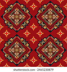 This image shows a simple Native American pattern on a red background.