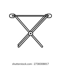 This image shows a simplified line drawing of a folding bicycle frame focusing on the crossbar and handlebar assembly. The design includes a central pivot point where the handlebars fold down, connected by two diagonal support bars. The handlebars have circular grips and appear to be adjustable or foldable for compact storage.