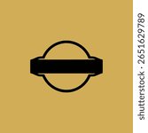 This image shows a solid gold, rectangular badge or emblem with a circular cutout in the center. The design is clean and symmetrical, suggesting it could function as a sophisticated logo, an icon for 