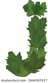 This image shows a stylized letter J formed from overlapping green leaves, arranged to create a visually appealing and organic representation of the letter.