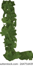 This image shows a stylized letter L formed from a collection of dark green leaves, possibly representing a natural or organic design.
