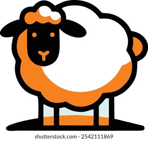 This image shows a stylized sheep character in a fun, cartoon-like design. The sheep would have a fluffy, rounded white or cream-colored body, with thick, cloud-like wool.