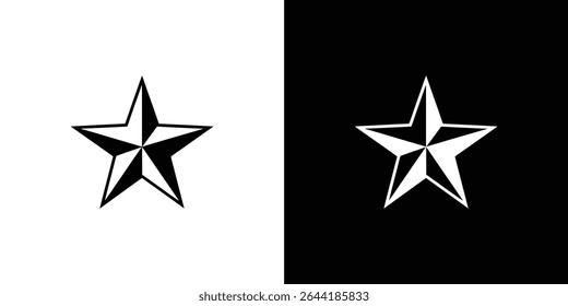 This image shows two identical five-pointed star symbols, rendered in contrasting black and white tones. Each star has alternating colored sections, creating a symmetrical appearance.