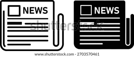 This image shows two newspapers; one is black with white text and the other is white with black text. The word NEWS is printed on the newspaper.