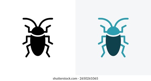 This image shows two renderings of a stylized beetle. The beetle on the left is solid black, while the one on the right uses teal and light teal color gradients.