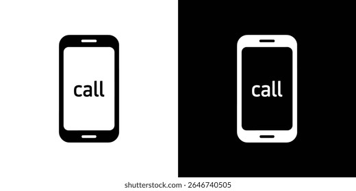 Esta imagem mostra dois ícones simplistas do telefone. Um é preto sobre um fundo branco, o outro é branco sobre um fundo preto, ambos exibindo chamada.