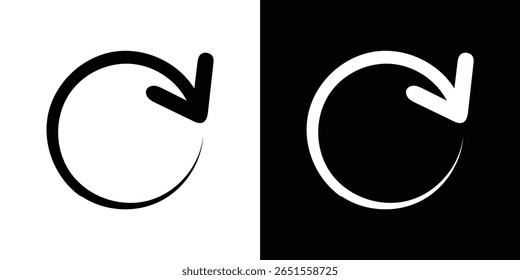 This image shows two stylized circular arrows, one black on white and the other white on black, commonly used to indicate refresh or reload actions.