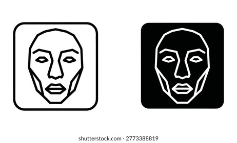 This image shows two versions of a minimalist human face illustration. The left version has a white background with black outlines and shading, while the right version features a black background with white outlines and shading. Both depictions emphasize the face’s basic features with a neutral expression and lack of additional detail.