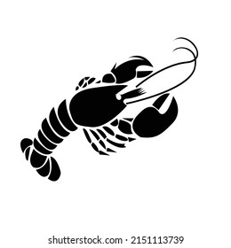 This image shows a vector lobster silhouette