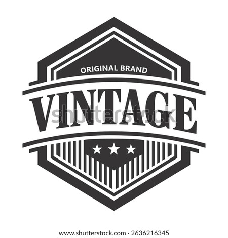 This image shows a vintage badge icon with the text "ORIGINAL BRAND VINTAGE" and three stars within a shield-like hexagonal design. It is ideal for branding, logo design, and marketing materials, espe