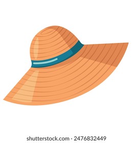 This image shows a wide-brimmed straw hat with a teal ribbon around the crown. The hat is made of woven straw and has a classic sun hat shape.