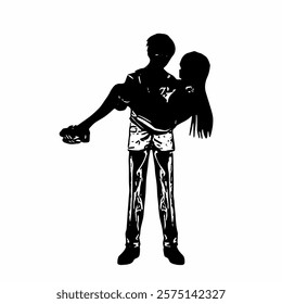This image is silhouette of people in romantic pose 