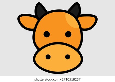 Esta imagem é uma ilustração gráfica simples de uma vaca ou cabeça de touro. A face e o focinho largo são de cor laranja.