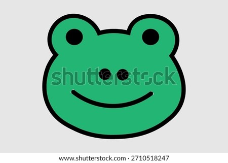 This image is a simple, graphic illustration of a frog's head. The style is minimalist and flat.