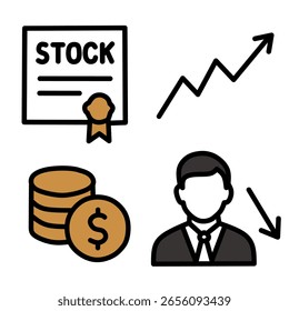 Esta Imagen es una ilustración simple que representa los conceptos del mercado de valores