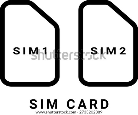 This image is a simple illustration of two sim cards, labeled ,SIM 1, and ,SIM 2,, with the text ,SIM CARD, written below them.