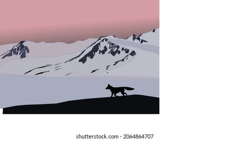 Esta es una imagen de la montaña de nieve y el paisaje de zorros.