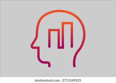 This image is a stylized graphic featuring the profile outline of a human head, set against a neutral gray background.