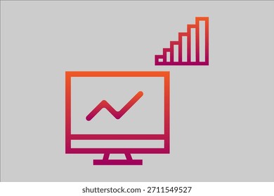 This image is a stylized graphic featuring a desktop computer monitor with a wavy line graph on the screen.