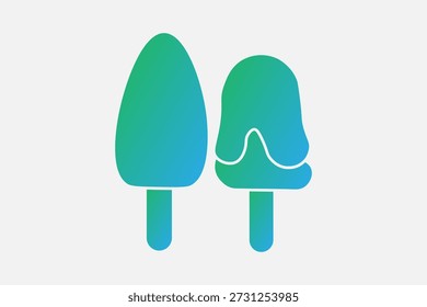 Esta imagem é um gráfico estilizado de dois picolés de gelo diferentes (sorvete em palitos).