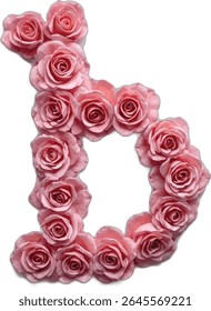 Esta imagem é uma letra estilizada "B" formada por muitas rosas cor-de-rosa, criando um design floral com uma estética romântica e elegante.