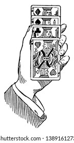 In this image there is a hand holding the four robbers, vintage line drawing or engraving illustration.