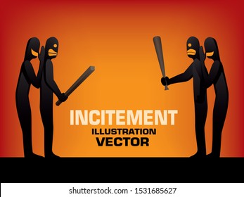 In this image There is someone incites people to behave in a violent.