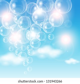 This image is a vector file representing air bubbles flying in the sky. / Air Bubble